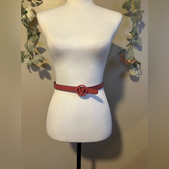 Mario Valentino Logo Slim Leather Belt - Picture 3 of 11